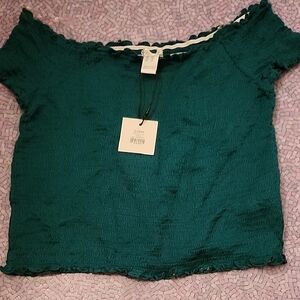 Green Off-Shoulder Women's Top